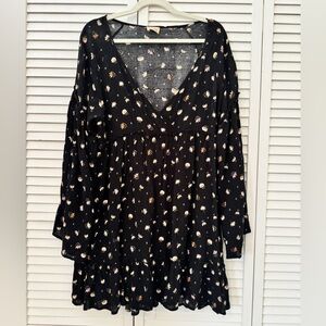 Floral Black V-Neck Dress